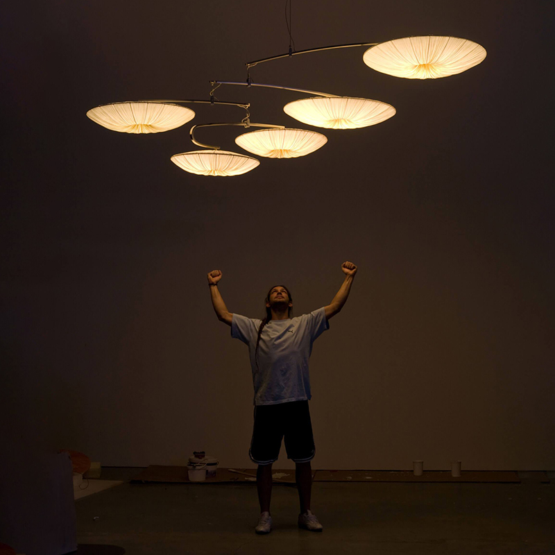 海洋布艺后现代风复式楼飞碟吊灯