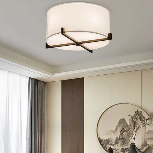 新中式中国风现代简约客厅卧室灯书房走廊过道餐厅布艺圆形吸顶灯 - 封面