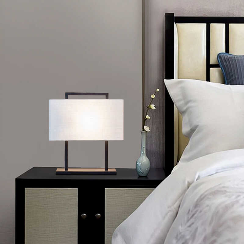 新中式简约现代卧室床头布艺台灯客厅沙发旁酒店客房书房复古灯具