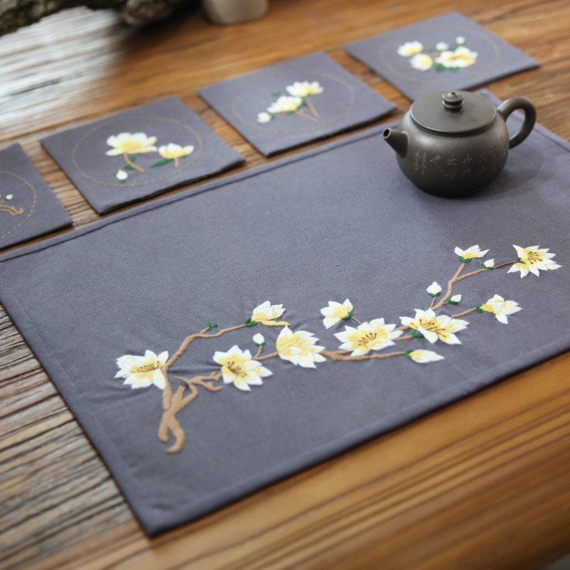 diy茶垫自制作立体中式禅意刺绣