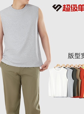 什物纪ABQ10194男士全棉背心休闲百搭宽松透气无袖圆领T恤