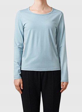 鹿岛什物纪 AEA20003 春季纯色百搭休闲圆领透气舒适亲肤长袖T恤