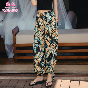 灯笼裤 泰国三亚沙滩裤 长裤 防蚊民族风宽松阔腿裤 女海边度假哈伦裤