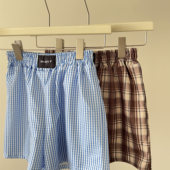 复古格纹休闲短裤 四分裤 男女款 美式 夏季 宽松沙滩裤 叠穿打底裤