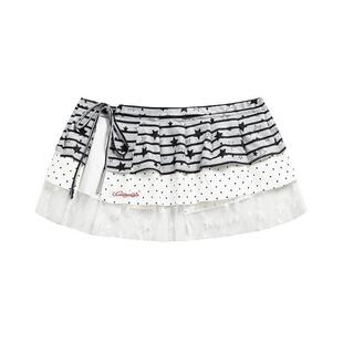 美式 复古星星网纱拼接腰封女春秋设计感小众百搭时髦屁帘短裙