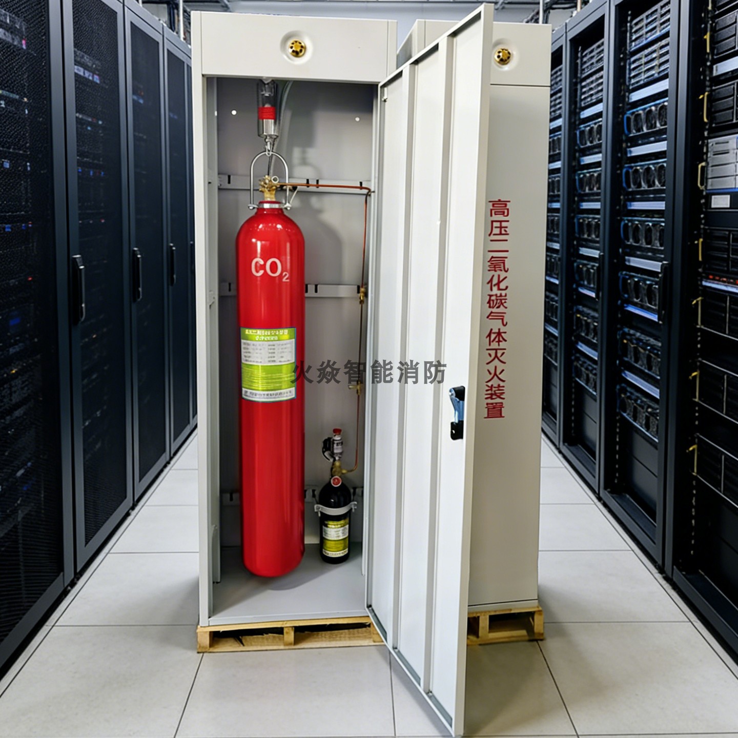 柜式高压二氧化碳自动灭火装置CO2灭火设备70L/80L管网自动灭火器