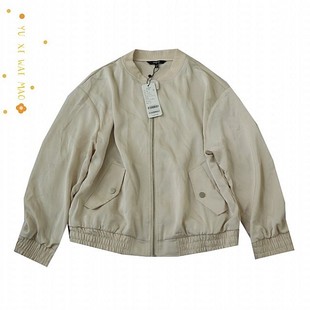 春秋女士螺纹立领落肩长袖 个性 潮款 拉链外套D13 刺绣棒球服