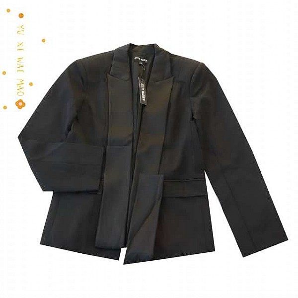 春秋新款欧美女士西装领垫肩长袖拼接西服  修身时尚开衫外套B11