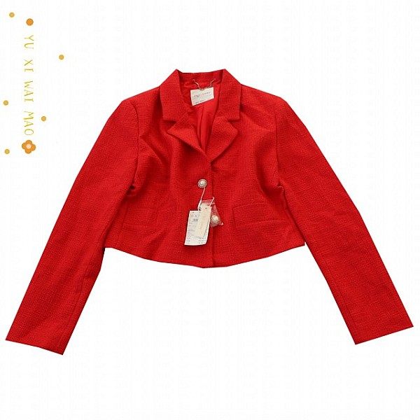 春季新女士西装领垫肩小香风短款西服 单排扣纯色时尚开衫外套B13,女装/女士精品,短外套,淘宝优惠券,粉丝福利购,淘宝优惠卷