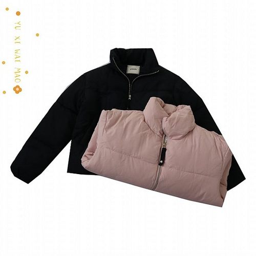 立领长袖短款拉链棉服外套