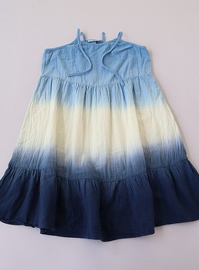 春夏微瑕女童时尚拼色吊带连衣裙  中大童套头中长裙B11