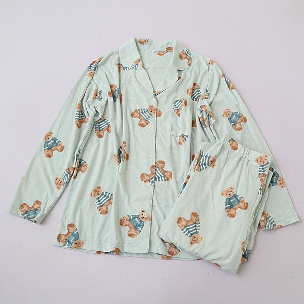 翻领九分袖卡通单排扣九分裤