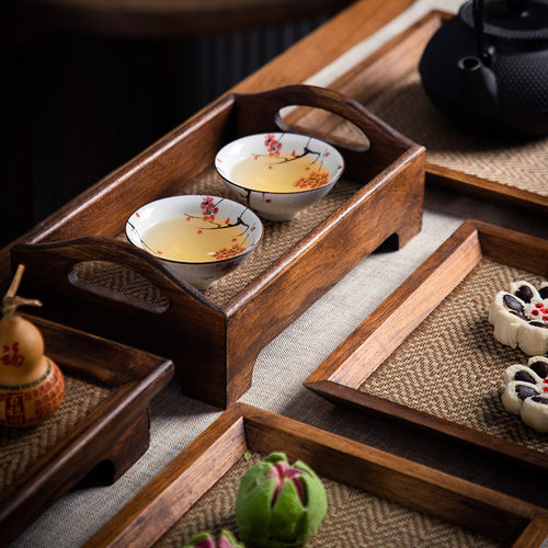 泰国木质长方形茶盘家用复古托盘