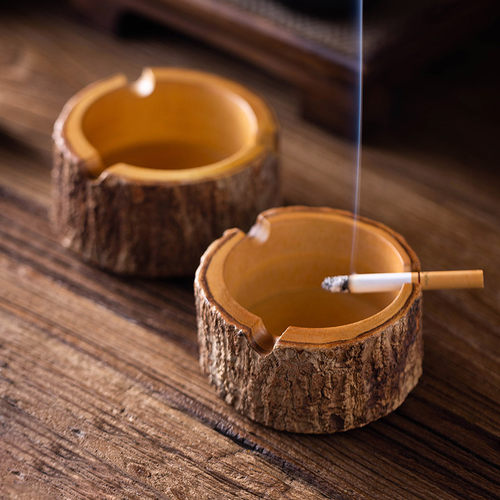 泰国实木树皮烟灰缸办公室家用