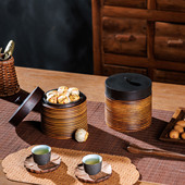 莱骏东南亚风整实木雕刻复古装 饰茶叶储物首饰盒糖干果零食收纳罐