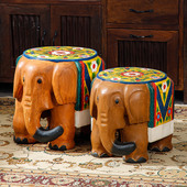 泰国大象凳子实木换鞋 凳家用门口方凳坐凳花架小象矮凳木墩穿鞋 凳