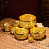 泰国金色锡碗不锈钢碗泰式 餐厅酒店会所餐具傣族银碗泡鲁达甜品碗