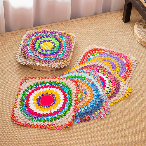 莱骏泰国手工拼布坐垫方形椅子垫