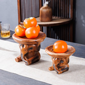 泰国木质水果盘客厅家用大象顶复古实木干果零食盘玄关钥匙收纳盘