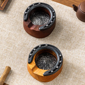 烟灰缸大烟槽实木质雪茄创意大号客厅办公室马蹄形灭烟缸简约摆件