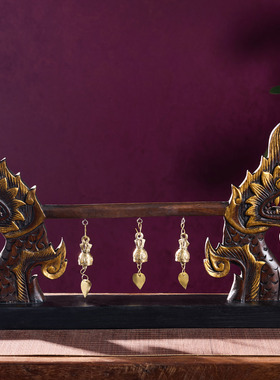 电视柜客厅描金龙头铃铛装饰摆件