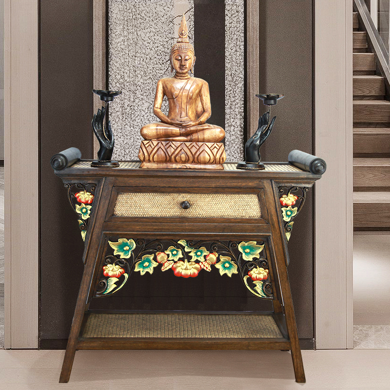 中式财神观音供奉台供桌实木佛龛玄关桌神台香案佛桌供台家用条案