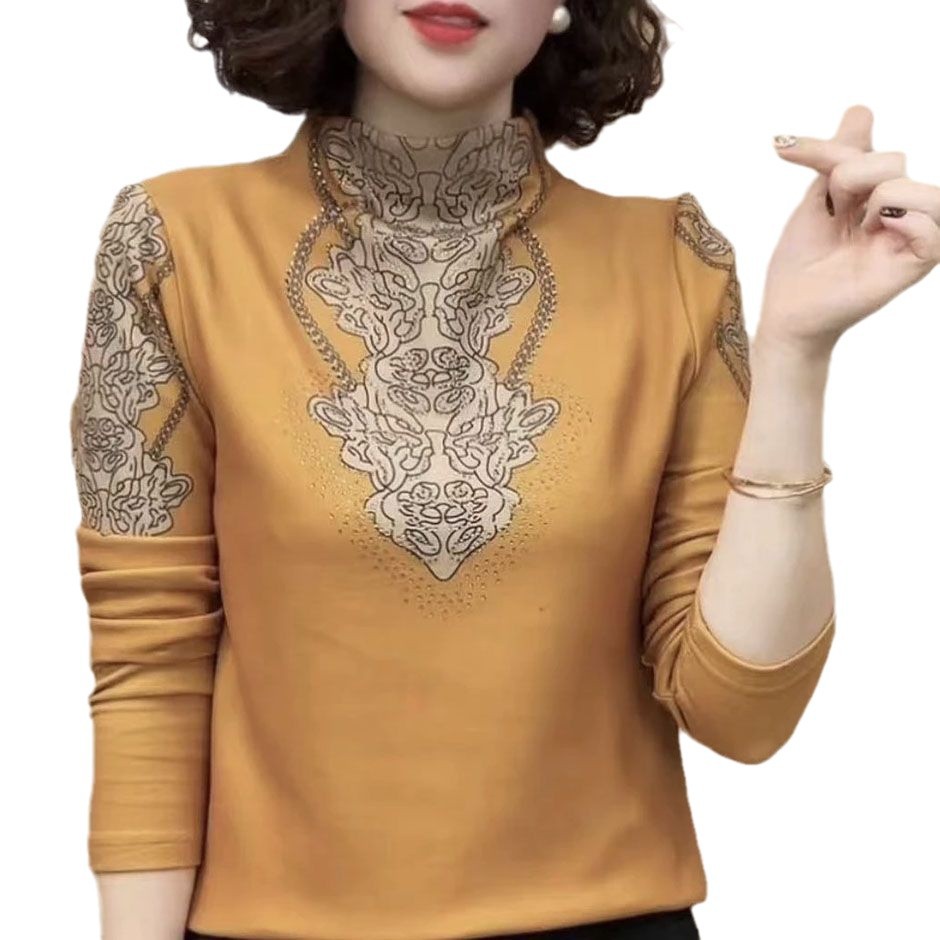 2025时尚洋气妈妈装气质显瘦加绒保暖长袖打底衫上衣