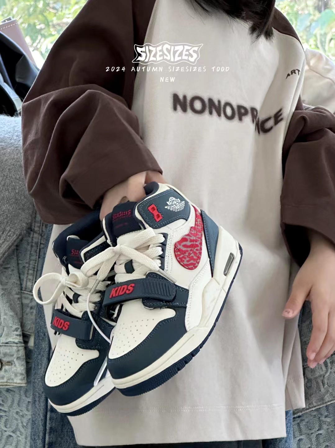 儿童高帮板鞋单鞋2025新款SIZE时尚男女童黑白熊猫气垫篮球运动鞋