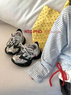 2025秋款韩版童鞋潮牌NTC中大男女童老爹鞋走秀款做旧拼色运动鞋