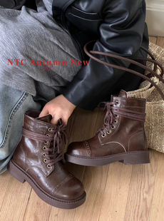 春秋新款韩版货马丁靴儿童鞋潮牌NTC中大男女童英伦风牛皮短靴