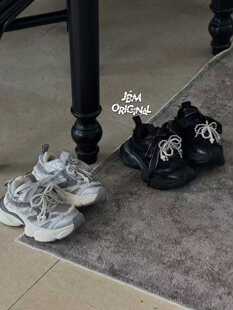 2025冬韩版童鞋潮牌JBM中大女童魔术贴加绒蝴蝶结保暖运动老爹鞋