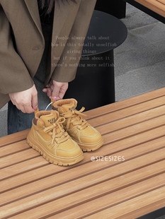 2024冬新款韩版货儿童鞋潮牌SIZES中大男女童高帮加棉滑板运动鞋