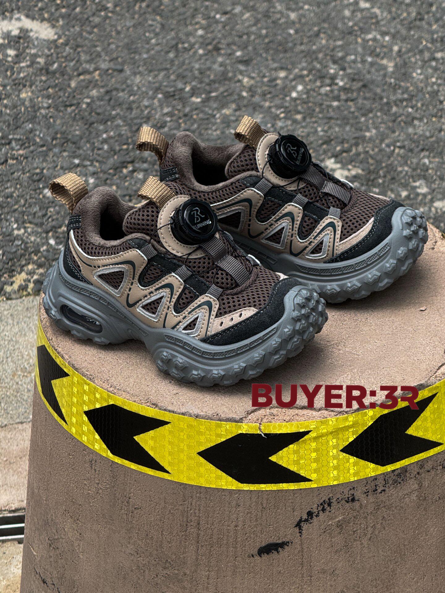 2025冬款韩版货童鞋潮牌3R中大男女童加绒亮灯旋转扣户外运动棉鞋