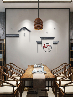 梦古小号免打孔飞檐新款徽派马头墙仿古小屋檐装饰客厅背景墙挂件