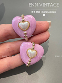 BNN Vintage复古中古甜美可爱小众爱心港风宋妍霏白鹿女 耳夹耳钉