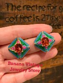 Banana 耳夹到了 古董级 Vintage复古中古珐琅拼色王鸥耳环耳钉