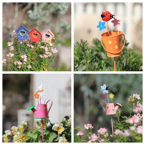 户外铁艺花园花插饰庭院别墅阳台花盆装造景布置小水桶水壶插件 - 封面