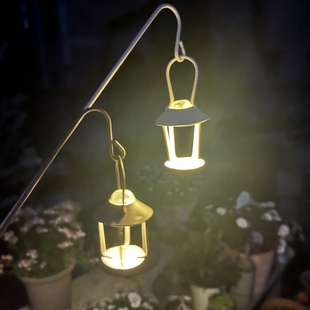 日式铁艺灯笼灯珠花插小摆件家居阳台园艺简约装饰酒吧餐馆造景