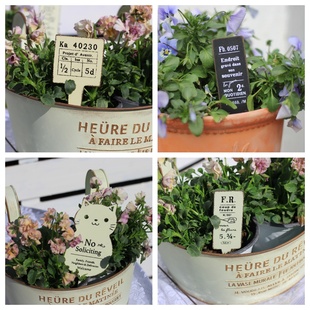 日系INS铁艺摆件园艺杂货花插挂牌吊牌绿植室外阳台庭院装饰插牌