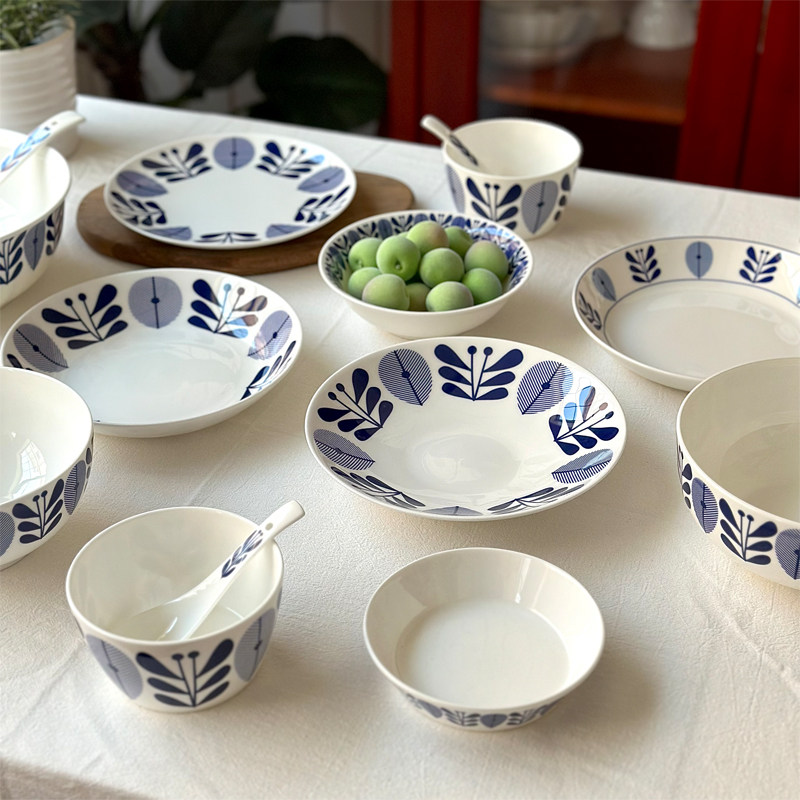 北府 日式光阴系列骨瓷餐具盘碗米饭碗汤盘饭盘甜品盘可微波