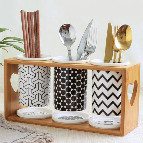 黑色经典创意陶瓷双筒三筒套装