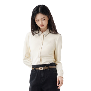 WEWE/唯唯冬季新品女装简约气质通勤加绒保暖衬衫百搭OL风