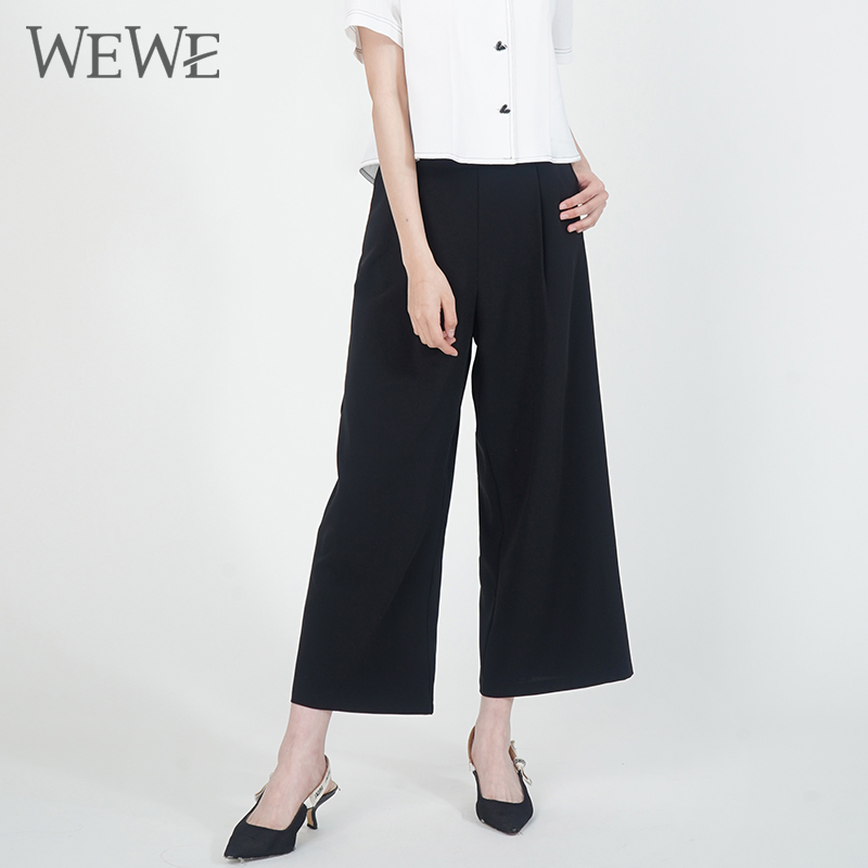 自然腰通勤WEWE唯唯长裤阔腿西裤