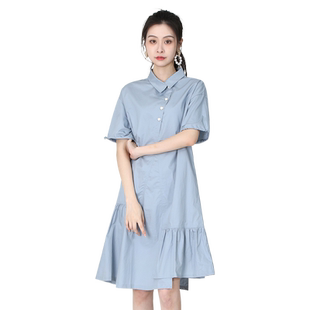 WEWE唯唯夏季新品女装清新港风时尚气质不规则连衣裙减龄休闲