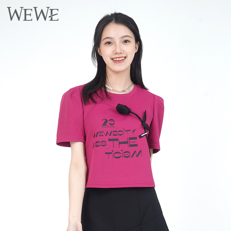 WEWE唯唯短袖休闲常规3D花朵新品