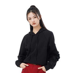 WEWE/唯唯秋季新品女装时尚休闲连帽甜酷宽松卫衣气质潮流