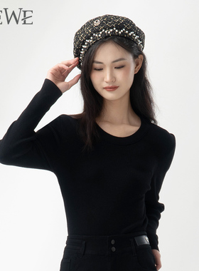 WEWE/唯唯秋季新品女装时尚简约休闲修身打底针织衫百搭洋气