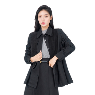 WEWE唯唯冬季直筒女装休闲复古时尚加绒衬衫外套通勤百搭