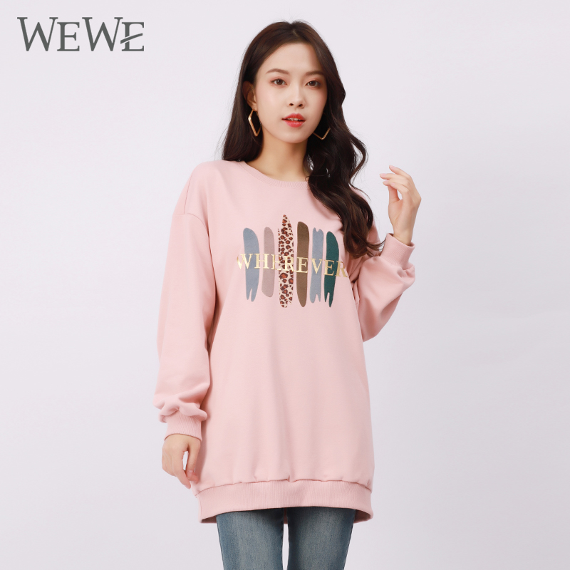 WEWE卫衣唯唯宽松圆领卡通印花