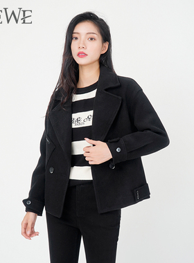 WEWE唯唯冬季新品女装减龄休闲时尚短外套个性简约新潮百搭
